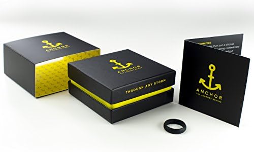 Anchor Silicone Wedding Ring for Women with Exclusive Gift Box - Award-Winning Safe and Versatile Wedding Bands Designed for Your Active Lifestyle (Onyx Black, L)