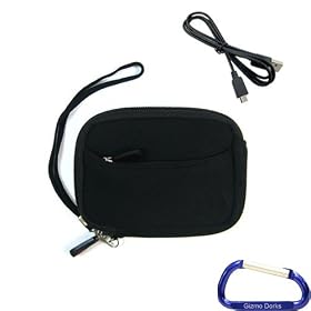 Neoprene Sleeve Cover Case, USB Cable with Gizmo Dorks Carabiner Key Chain for Toshiba Camileo BW20 Waterproof Camcorder - Black