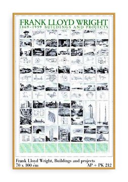 ポスター フランク ロイド ライト Buildings and Projects 額装済 ウッドハイグレードフレーム（レッド） 