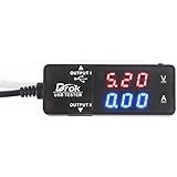 DROK USB 2.0 Digital Multimeter, Ammeter Voltmeter Capacitance & Watt Meter, 7 Modes Multi Tester, DC 3A 12V Amp Voltage Power Meter, Charging System Tester, Fast Charging and Data Sync Dual USB Ports