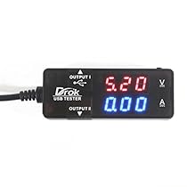 DROK USB 2.0 Digital Multimeter, Ammeter Voltmeter Capacitance & Watt Meter, 7 Modes Multi Tester, DC 3A 12V Amp Voltage Power Meter, Charging System Tester, Fast Charging and Data Sync Dual USB Ports

