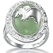 Green Jade Sterling Silver Elephant Ring