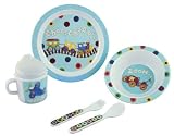 CR Gibson Baby and Toddler Plate, Bowl, Cup, Fork and Spoon Dining Set, Zoom-Zoom,