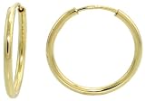10k Yellow Gold Thin Hoop Earrings, 9/16 (14mm) diameter