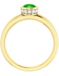 10K Yellow Gold 7.00x5.00mm Oval Cut Tsavorite and Diamond Ring -- LIFETIME WARRANTY