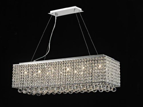 Lighting Originals Jewel Collection 37" Rectangular Chandelier with Embedded Crystal & Crystal Balls