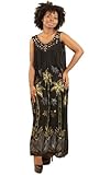 Long Sleeveless Embroidered Coconut Tree Print Rayon Sundress Sun Dress - Available in Several Colors
