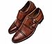 Asher Green Mens Brown Genuine Leather Classic Double Monk Strap Dress Shoe with Cap Toe: Style Stowe Brown-028