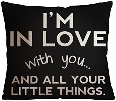 ilkin Decorative Inspirational Quotes Cotton Personalized pillow cases, I'm in love - 18 x 18
