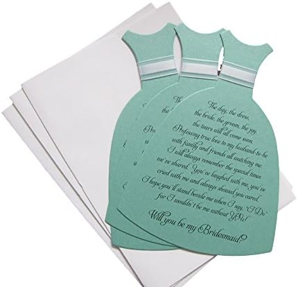 Will You Be My Bridesmaid Invitation Dress Shaped Card (3, Turquoise)