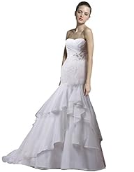 Strapless Chiffon Mermaid Wedding Dress  with a Brush/Sweep Train 