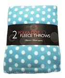 2 PACK Baby Blanket Fleece Cot / Cot Bed Polka Dot BLUE 120 X 150
