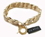 2007 CC Skye Double Wrap Chunky Gold Bracelet with GOLD Metallic Leather