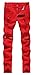 NITAGUT Men's Skinny Ripped Distressed Destroyed Slim Straight Fit Zipper Jeans with Holes Red-US 30