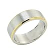 Stainless Steel Gold Tone Trim 7mm Band Ring - Men Stainless Steel Gold Tone Trim 7mm Band Ring - Men