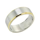 Stainless Steel Gold Tone Trim 7mm Band Ring - Men