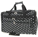 Black White Polka Dots Print Duffle Dance Cheer Gym Bag Large 22″