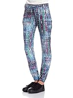Bershka Pantalón Raso Print Boho (Azul)