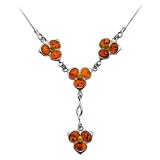 Certified Genuine Multicolor Amber and Sterling Silver Flower Necklace