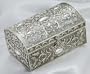 ANTIQUE SILVER CHEST BOX WITH FLORAL DESIGN