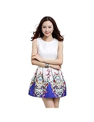 Cocktail Knee Length Sleeveless Spring Summer Polyester Floral Print  Dress