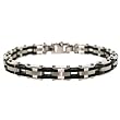 Stainless Steel and Black Rubber Link Bracelet 8.75" by Bucasi