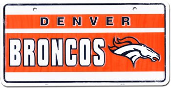 NFL License Plate - Denver Broncos (Orange Stripes)