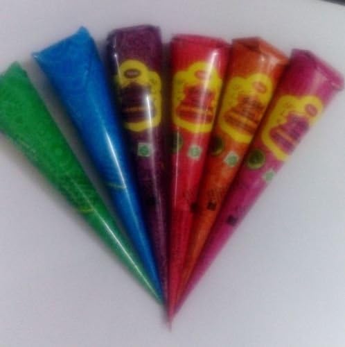 6xcolored HENNA Cone paste tattoo temporary ink jagua mehandi kit body art + 1 bindi patta free