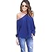 Sunward(TM)Women Fashion Irregular Strapless Chiffon Tops (Medium, Blue)