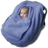 GoBaby Travel Topper Couture-Chocolate Fleece with Blue Satin Trim