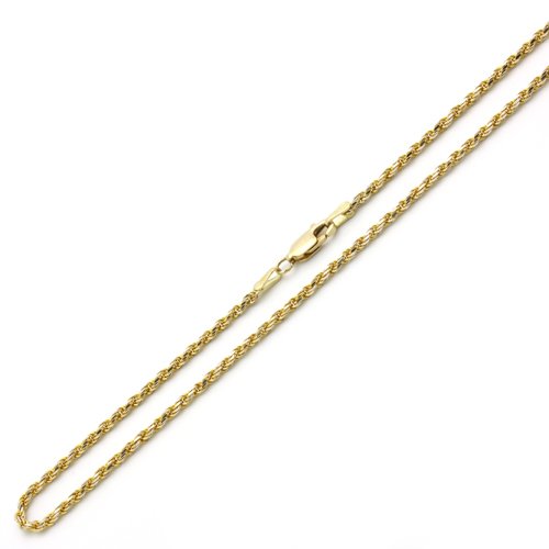 Deal 14K Two Tone Gold 2mm Rope Chain Necklace 20″ W/ Lobster-Claw Guides
