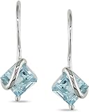 10k White Gold Blue Topaz Earrings