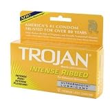 Trojan Stimulations Intense Ribbed Ultrasmooth Lubricated Latex Condoms-12 ct