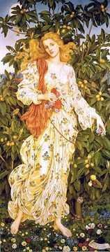 Flora by Evelyn De Morgan. Art Print Poster 14 inches width by 27.5 inches height. Highest Quality Art Poster Print
