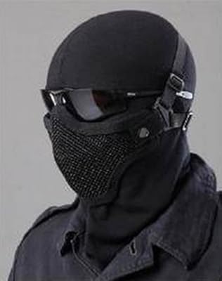 Amazon.co.jp | サバゲ御用達 スチールメッシュ ハーフマスク 迷彩・無地 / ブラック・タン・グリーン SHMM144 (無地ブラック F) | ホビー 通販