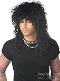 Men's 80s Black Rock Star Costume Wig