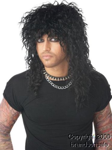 80S Clothing Men : Men's 80s Black Rock Star Costume Wig Description 80S Clothing Men : Men's 80s Black Rock Star Costume Wig Description