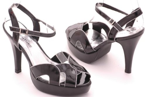 EyeCatchShoes - JoJo High Heel Platform Strappy Sandals Black Size 5
