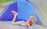 Happy People EXCLUSIV Strandmuschel BLAU mit 4 Sandfülltaschen und 2 Comfort-Innentaschen