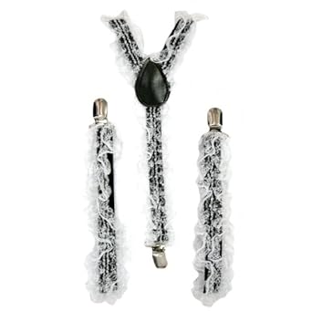 Black & White Lace Stretch Elastic Suspenders