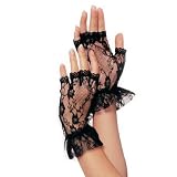 Leg Avenue Wrist Length Fingerless Lace Gloves With Ruffle