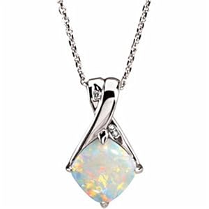Genuine Opal and Diamond Pendant