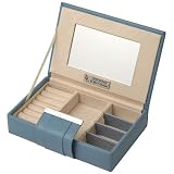 Light blue colored leather travel jewelry case by Wolf Designs by Daralis