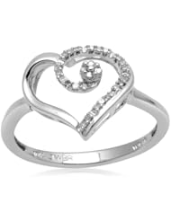 10k White Gold Diamond Heart Ring (I-J Color, I3 Clarity)