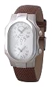 Philip Stein Teslar Womens Brown Lizard Strap Mother of Pearl Dial Dual Time Watch 1-F-FSMOP-ZBR