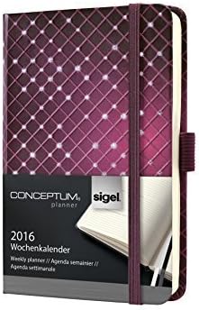 Sigel C1653 Weekly Planner CONCEPTUMR 2016, Design Stars, Bordeaux Red, Hardcover, approx. A6, with numerous features