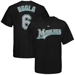Majestic Florida Marlins #6 Dan Uggla Black Player T-shirt