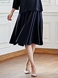 Angeliebe エンジェリーベ 産前 産後 対応 微 起毛 上質 ポンチ ミモレ 丈 フレア スカート M ～ L ネイビー