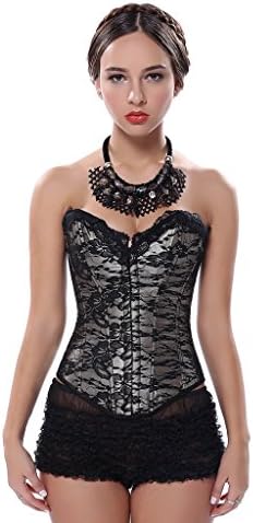Monssaree Womens Victorian Lace up Brocade Underbust Boned Corset