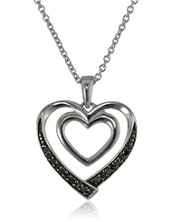 Sterling Silver Black Diamond Accent Heart Pendant Necklace (I-J Color, I2-I3 Clarity), 18"